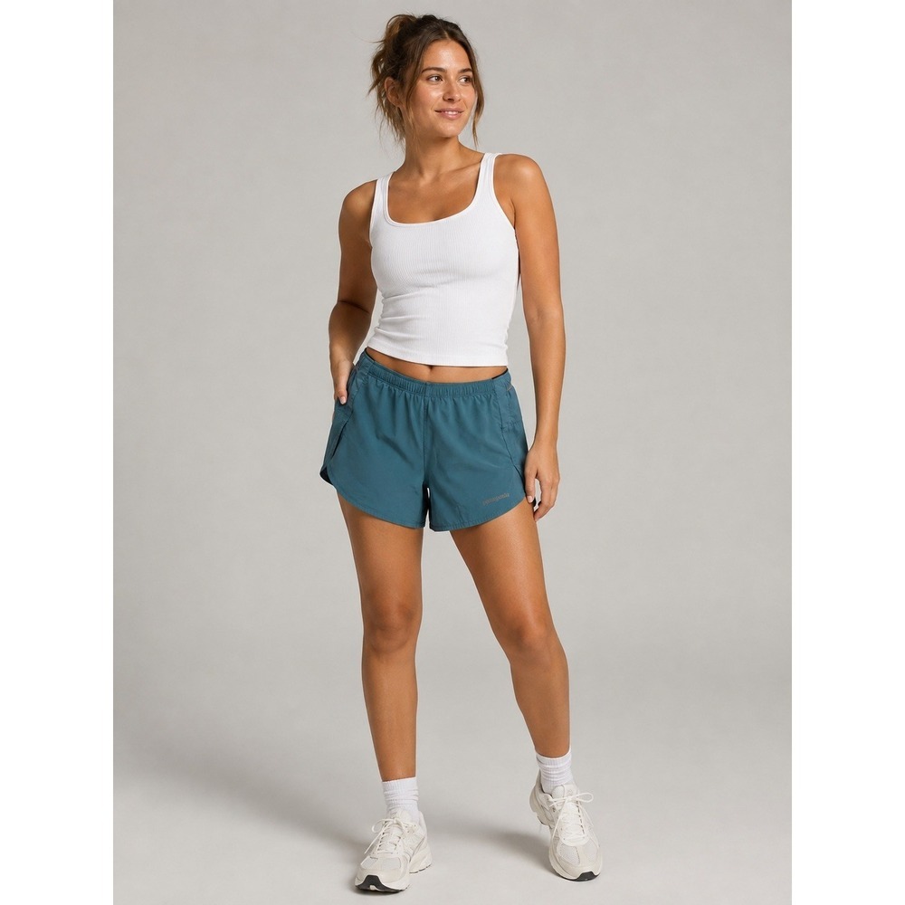 Patagonia Womens Strider Pro Running Shorts Teal Blue Size Medium 3 Inch Inseam